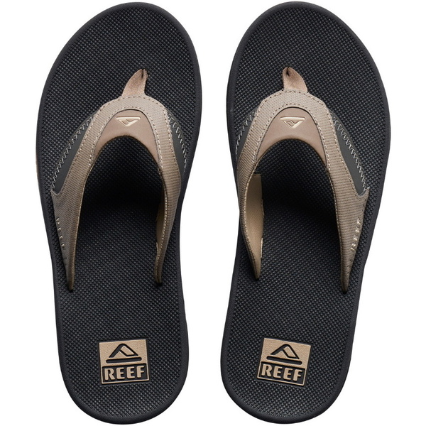 2026 Reef Mens Fanning Flip Flops CJ5502 - Fossil / Raven